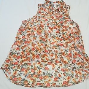 Ambiance Apparel // Sheer Flowered Sleeveless Top